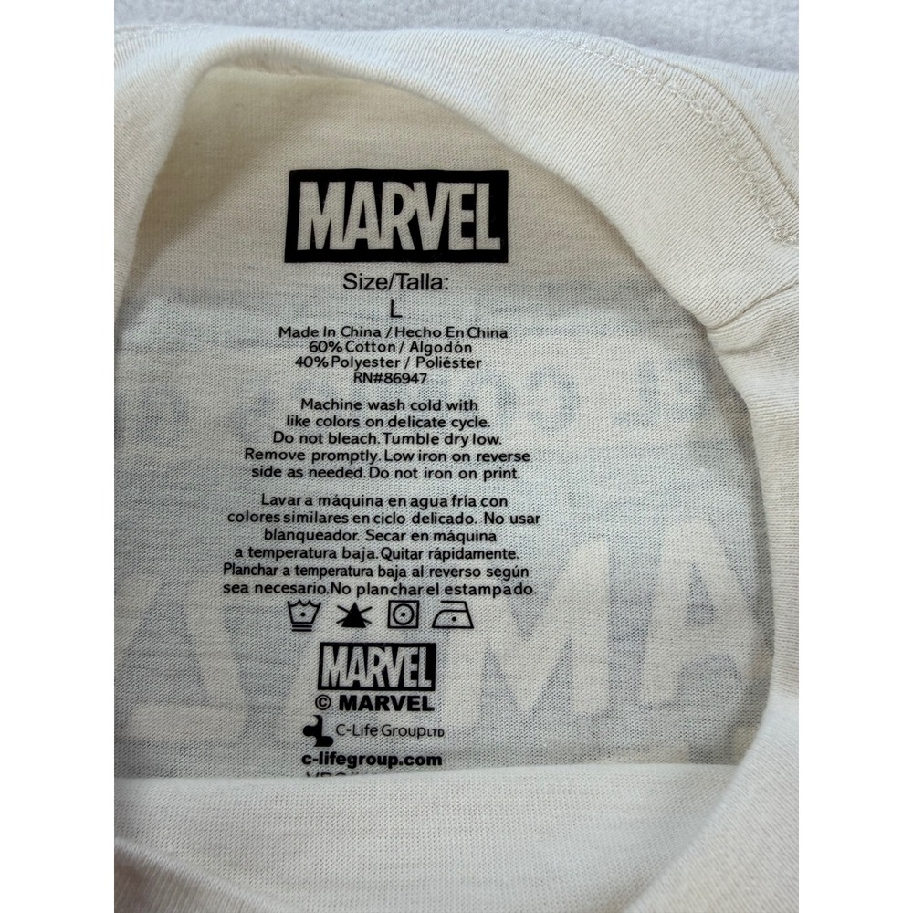 Marvel The Amazing Spider-Man Graphic T-Shirt Cream Mens Large Embroidered Logo - Picture 3 of 6